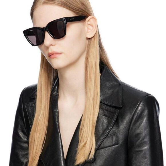Saint Laurent SL641 006 Sunglasses Shiny Black Cat Eye Frame main image 6